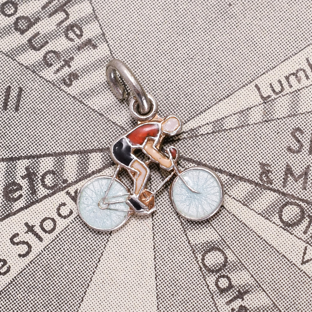 Vintage Enamelled Cyclist Charm