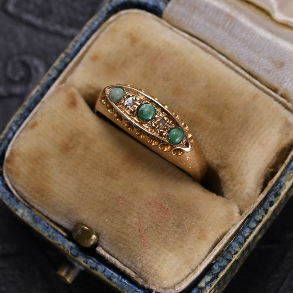 Edwardian Turquoise & Diamond Boat Ring