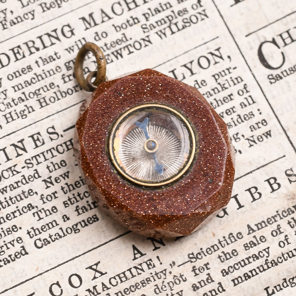 Victorian Goldstone Compass Pendant