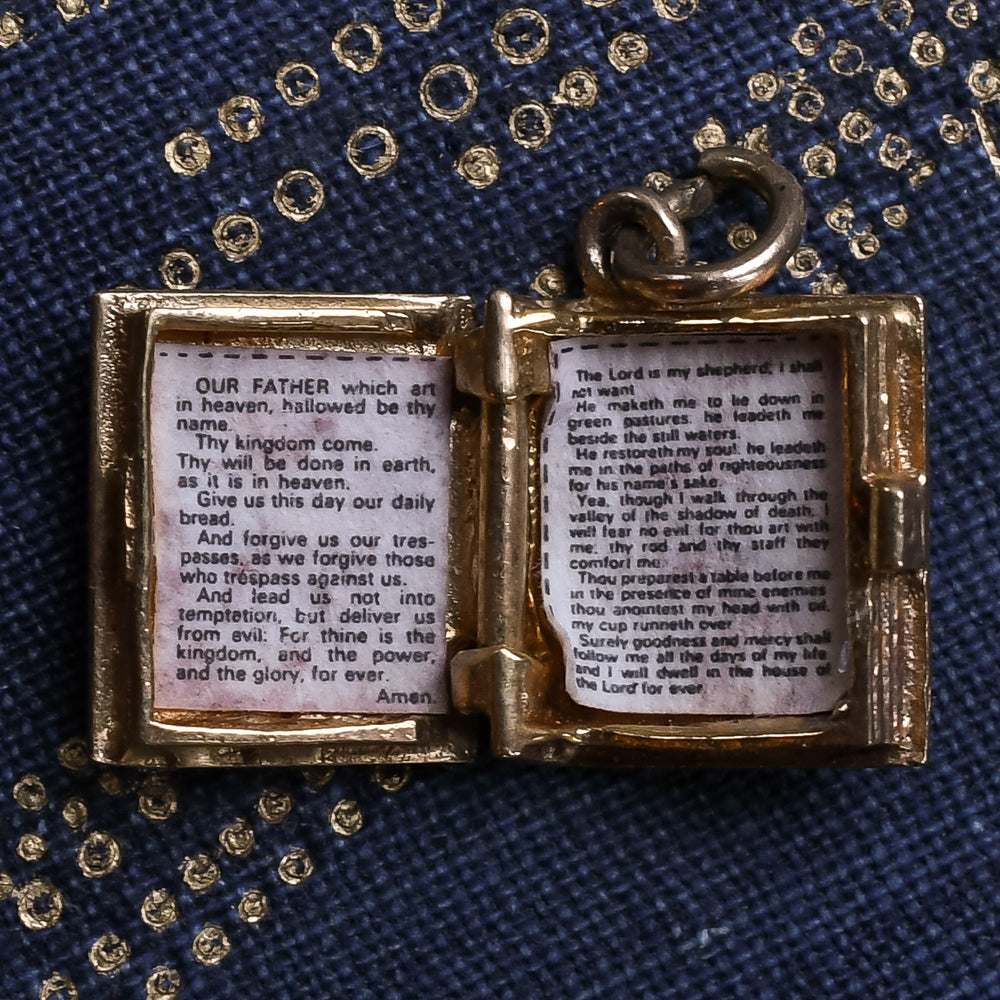 Vintage Gold Lord's Prayer Bible Charm
