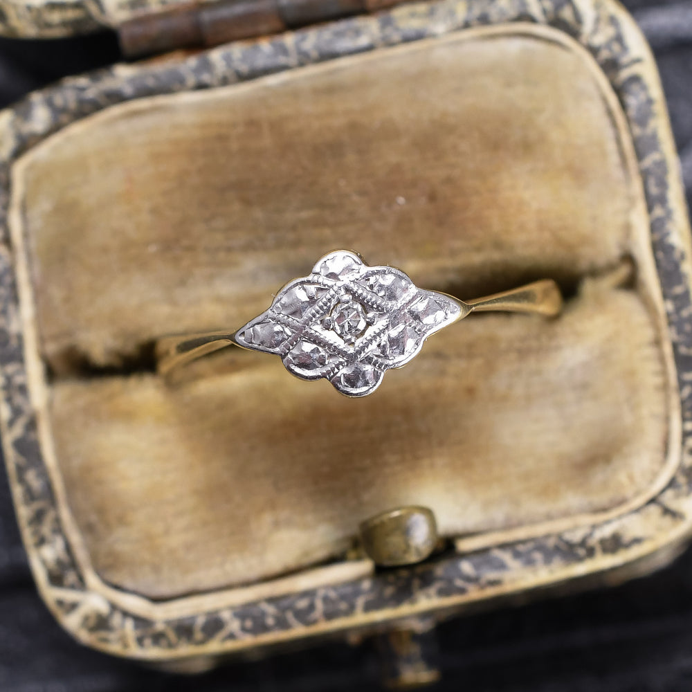 Art Deco Diamond & Platinum Rhombus Ring