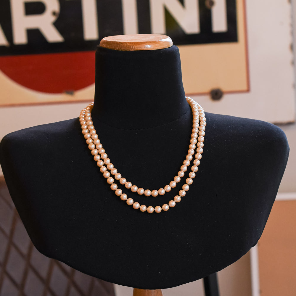 1950s Faux Pearl Double Strand Necklace