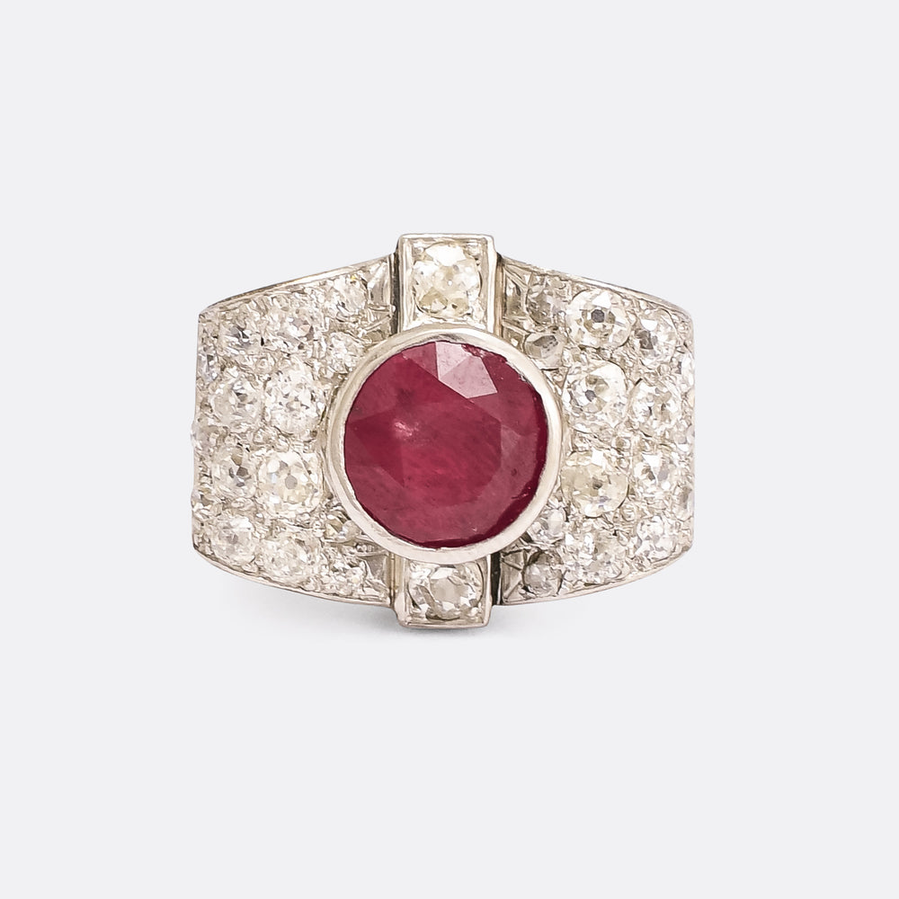 Mid-Century 4.77ct Burma Ruby Cocktail Ring