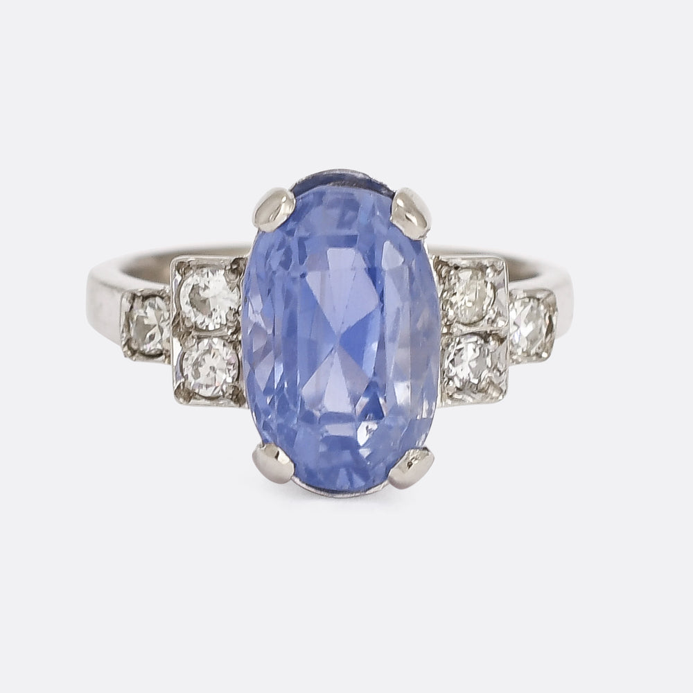 Mid-Century 7.28ct Ceylon Sapphire Solitaire Ring