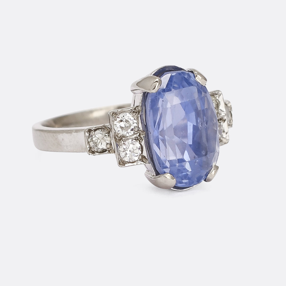 Mid-Century 7.28ct Ceylon Sapphire Solitaire Ring