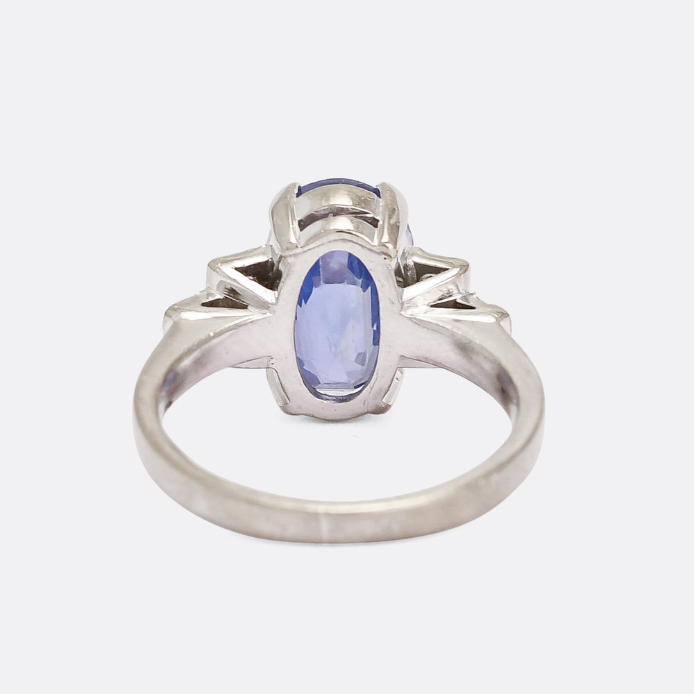 Mid-Century 7.28ct Ceylon Sapphire Solitaire Ring