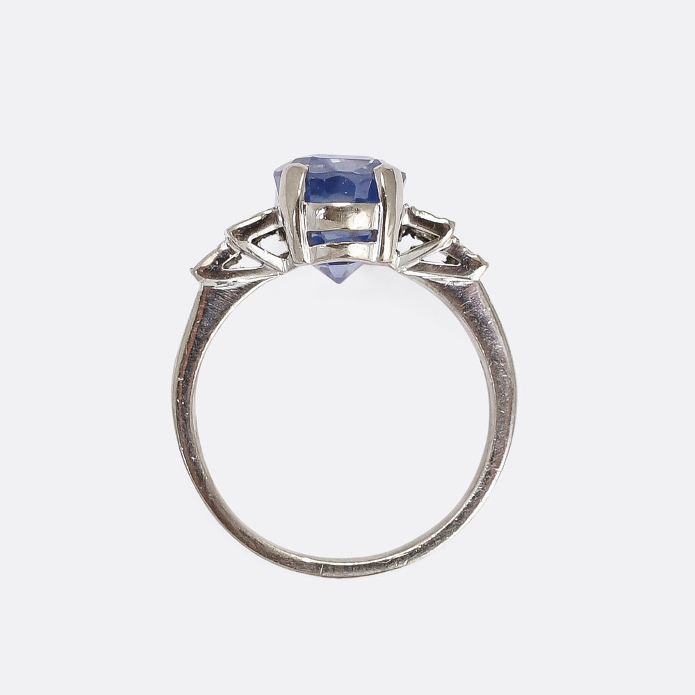 Mid-Century 7.28ct Ceylon Sapphire Solitaire Ring