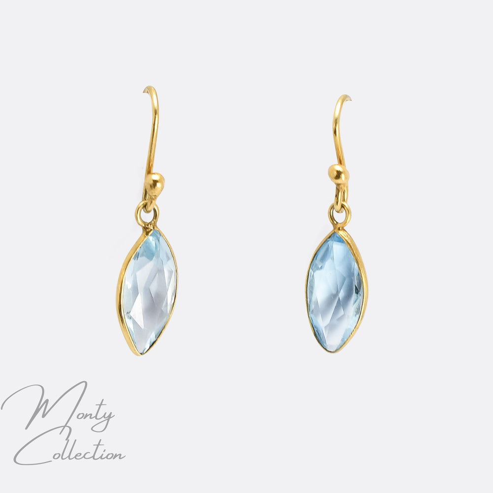 Mid-Century Aquamarine Marquise Earrings