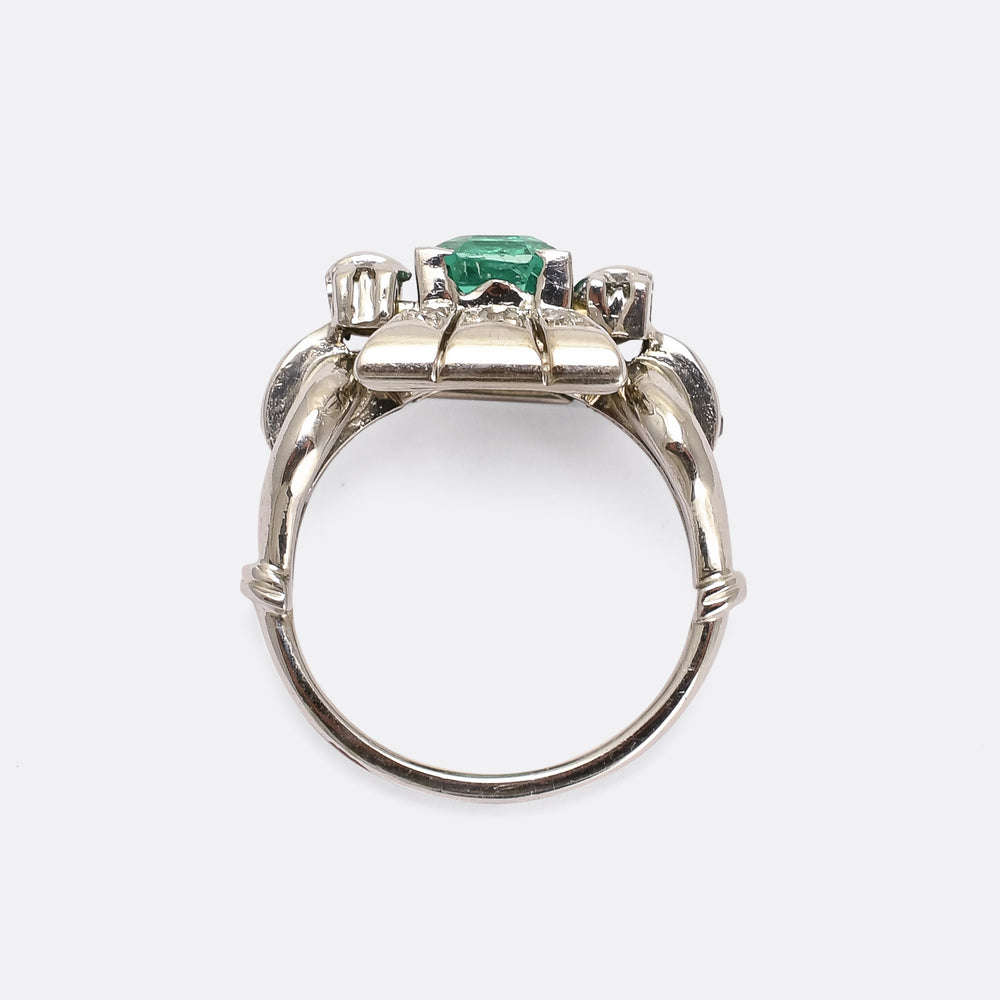 Mid-Century Colombian Emerald Cocktail Ring