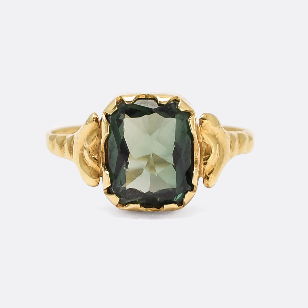Mid-Century Green Spinel Solitaire Ring