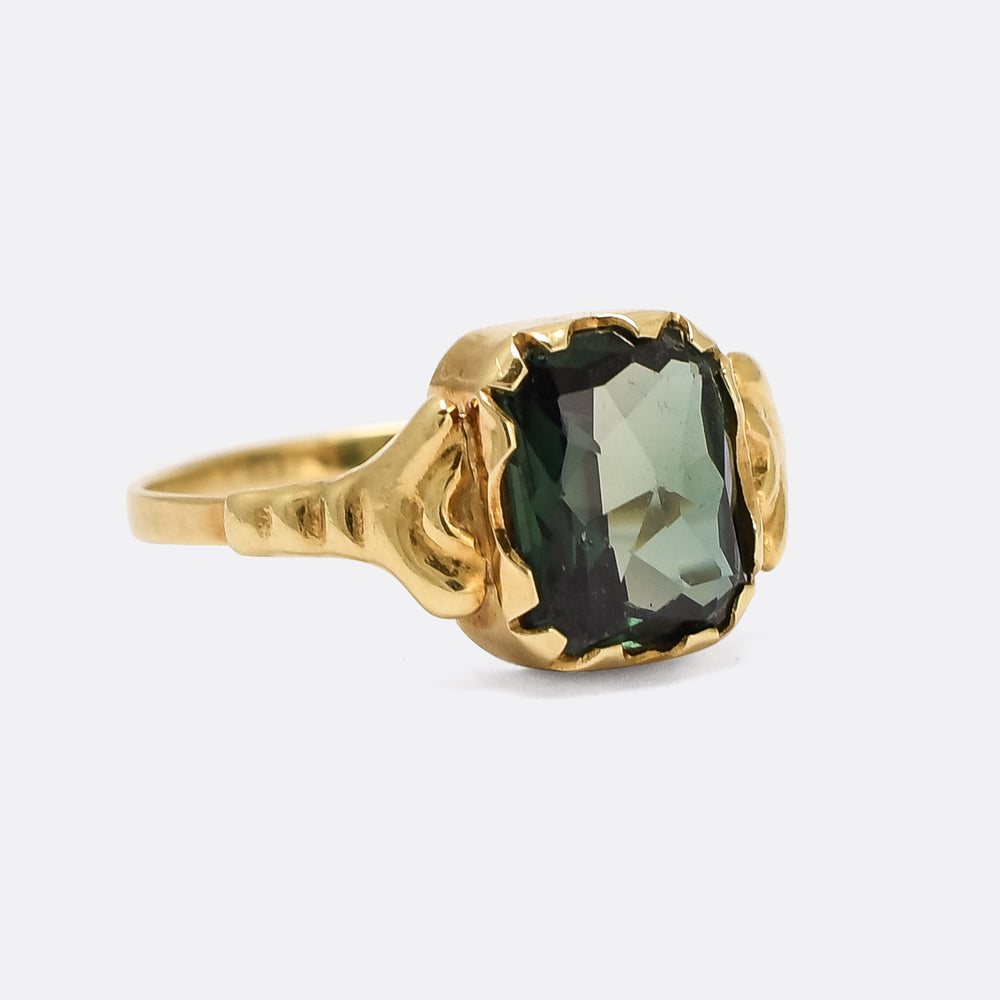 Mid-Century Green Spinel Solitaire Ring