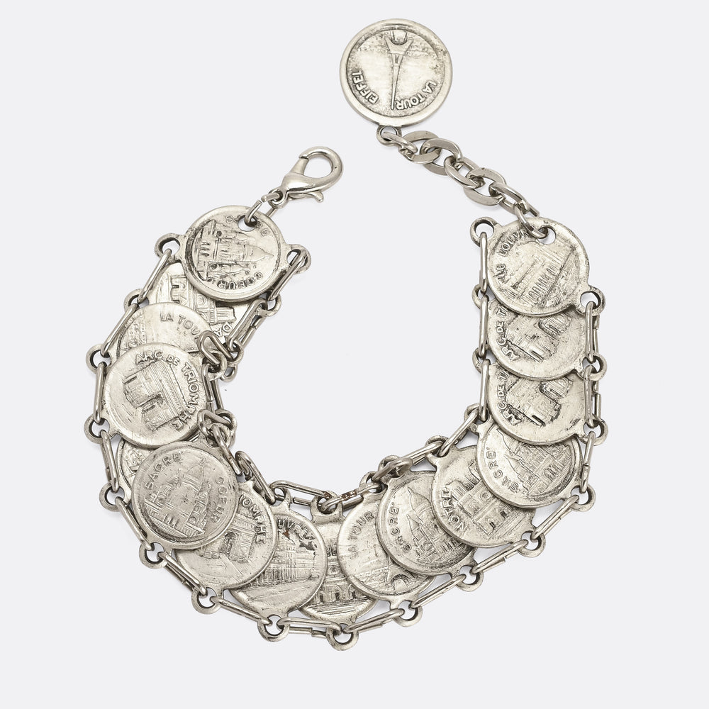 Mid-Century Parisian Souvenir Coin Bracelet