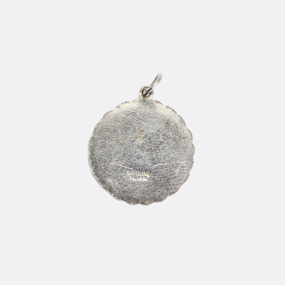 Mid-Century Powder Blue Enamel Saint Christopher Pendant