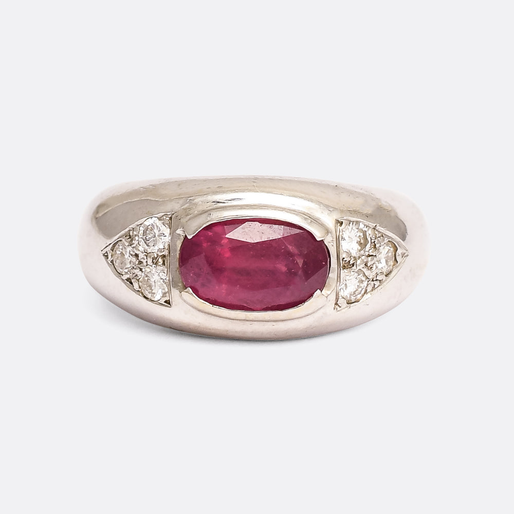 Mid-Century Ruby & Diamond Bombé Ring
