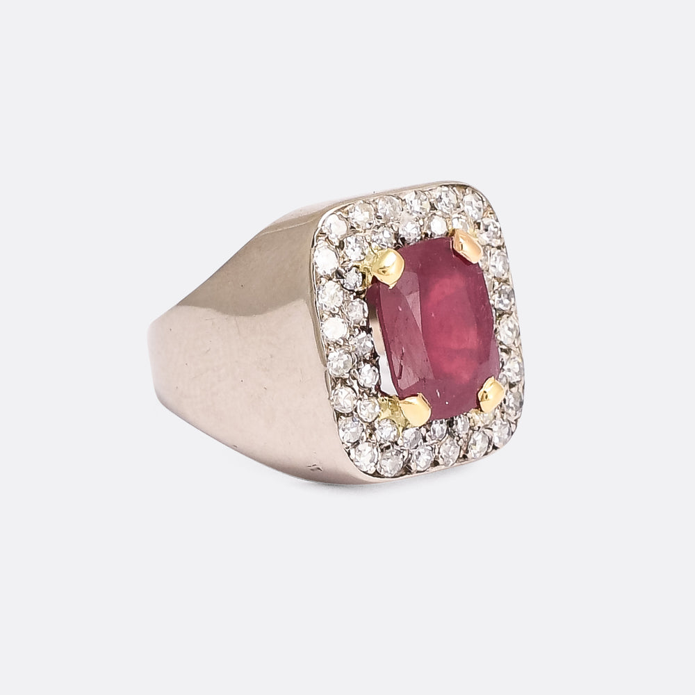 Mid-Century Ruby & Diamond Pinky Ring