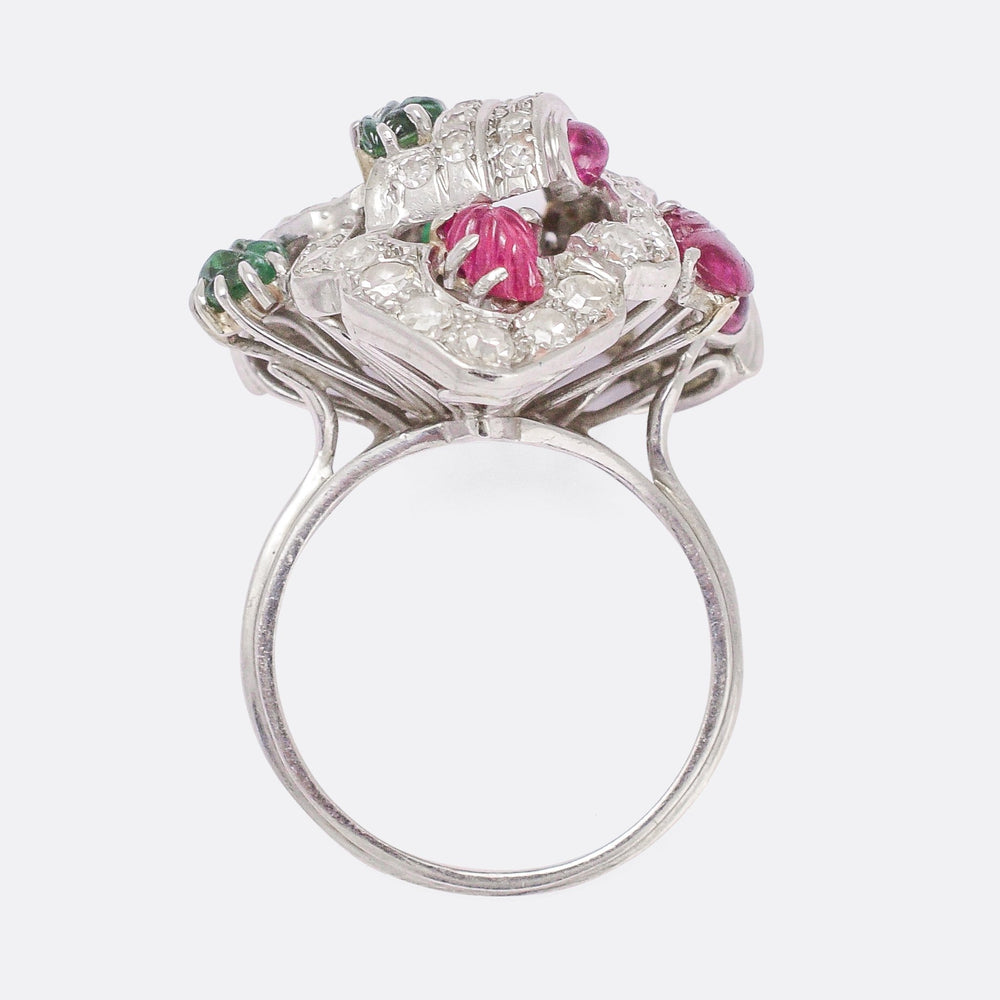 Mid-Century Diamond, Ruby & Emerald Tutti Fruity Ring