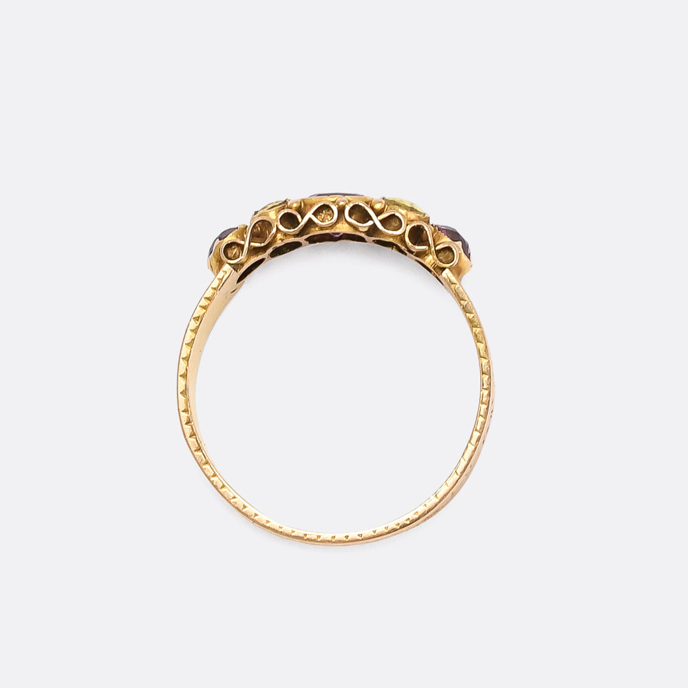 Mid-Victorian Almandine Garnet & Chrysoberyl Band Ring