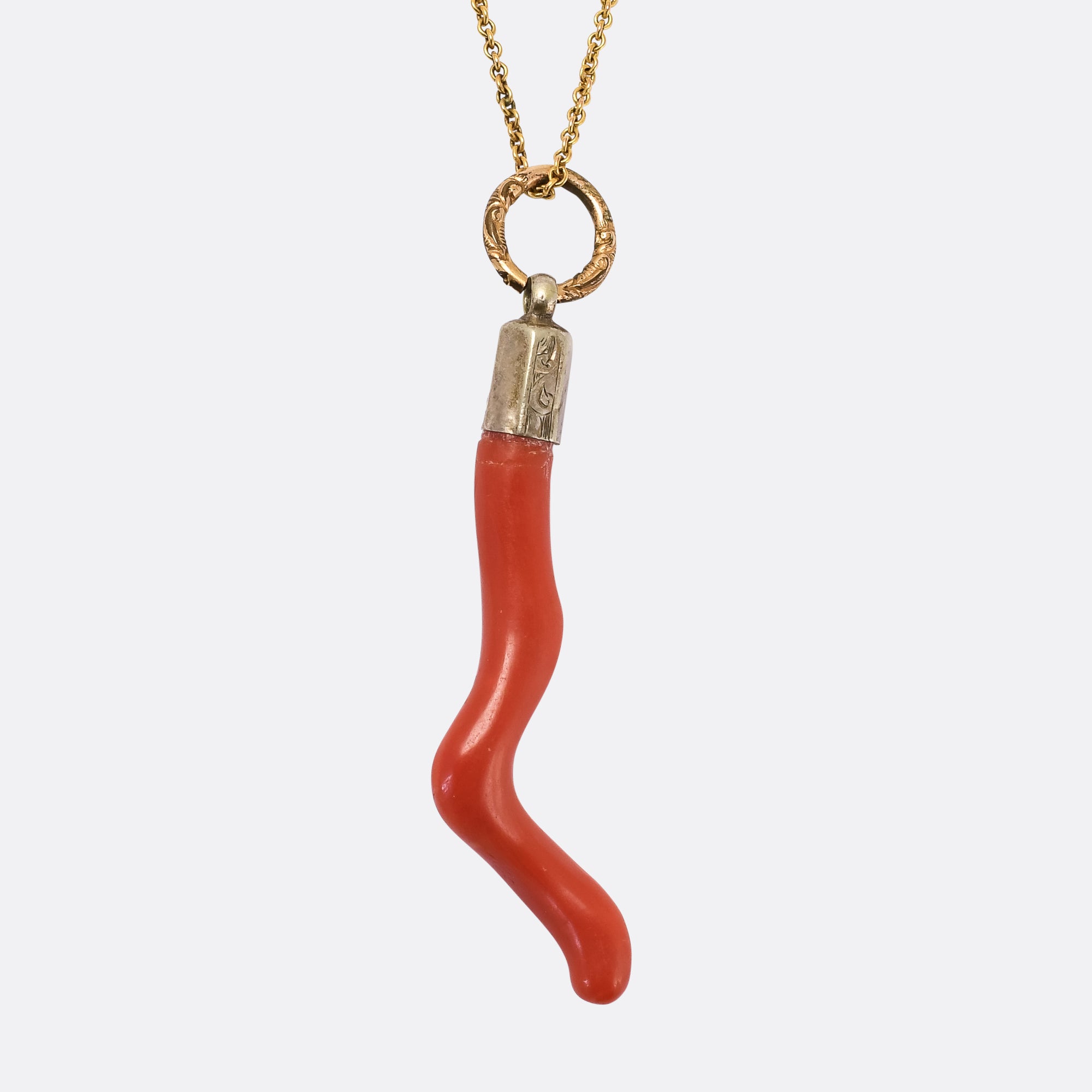 Mid Victorian Red Coral Cornicello Talisman Butter Lane Antiques
