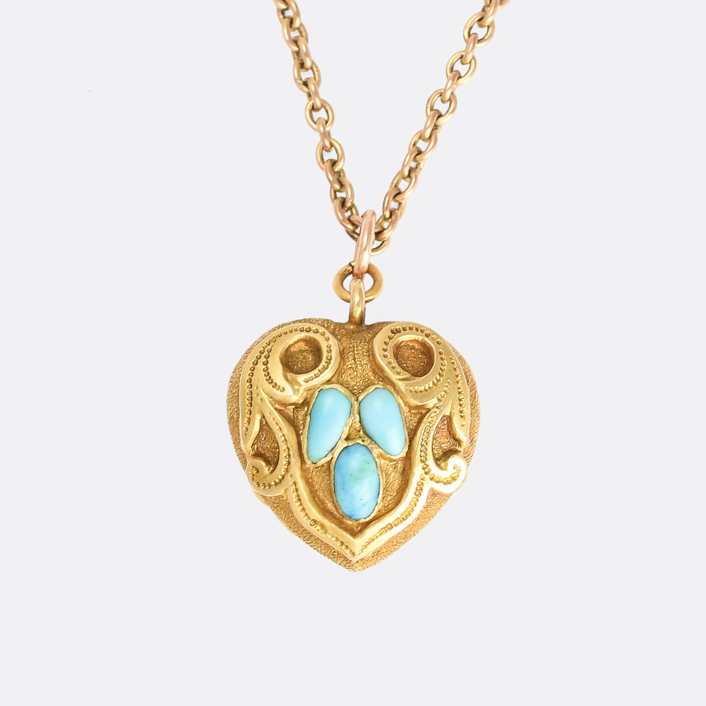 Mid-Victorian Turquoise Heart Locket
