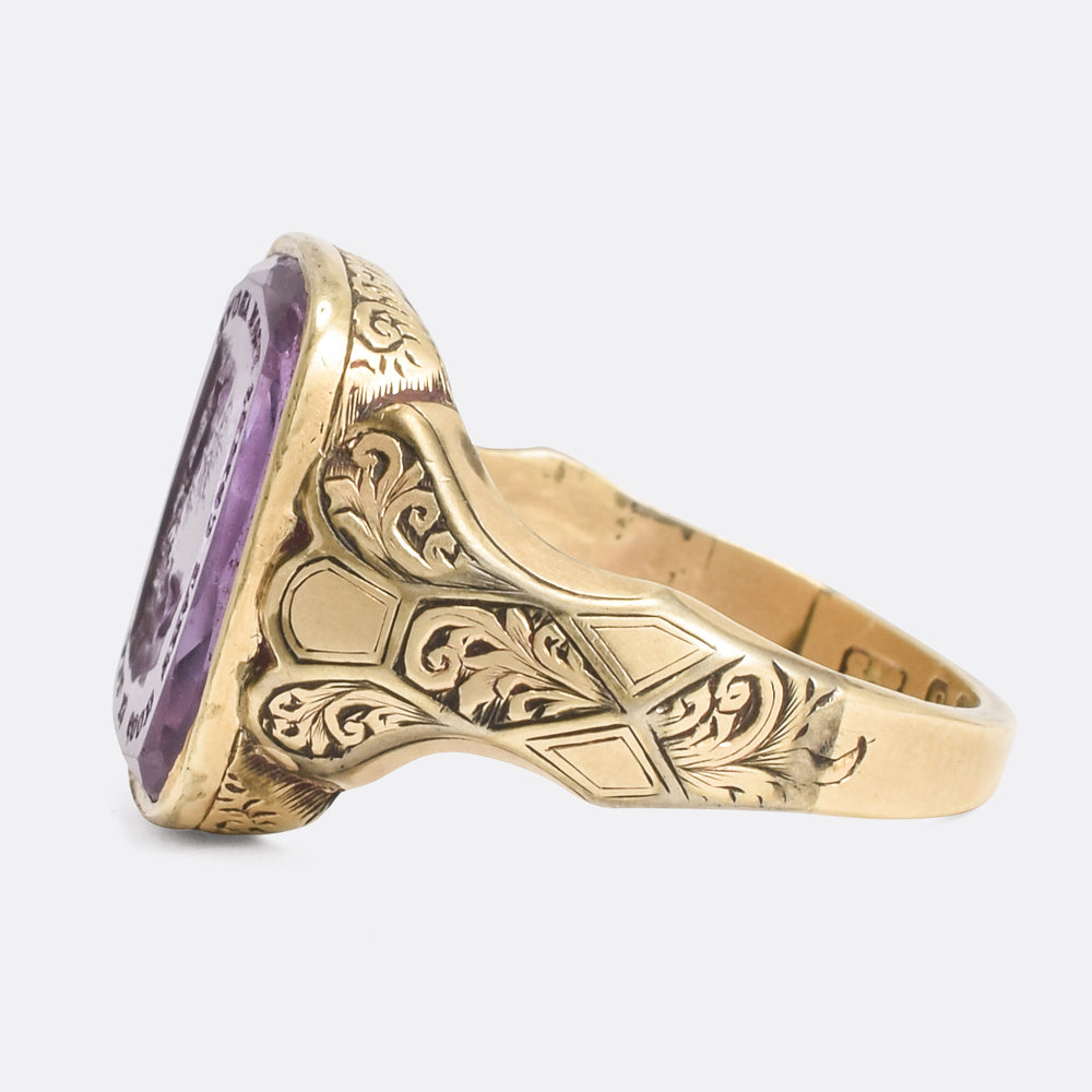 Mid-Victorian Amethyst Intaglio Signet Ring