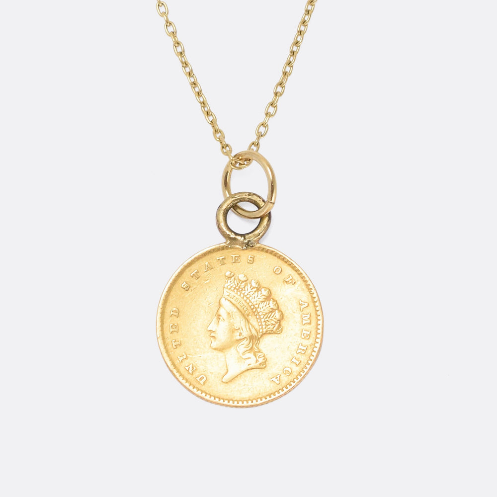 Mid-Victorian Lord's Prayer Gold Liberty Dollar Pendant