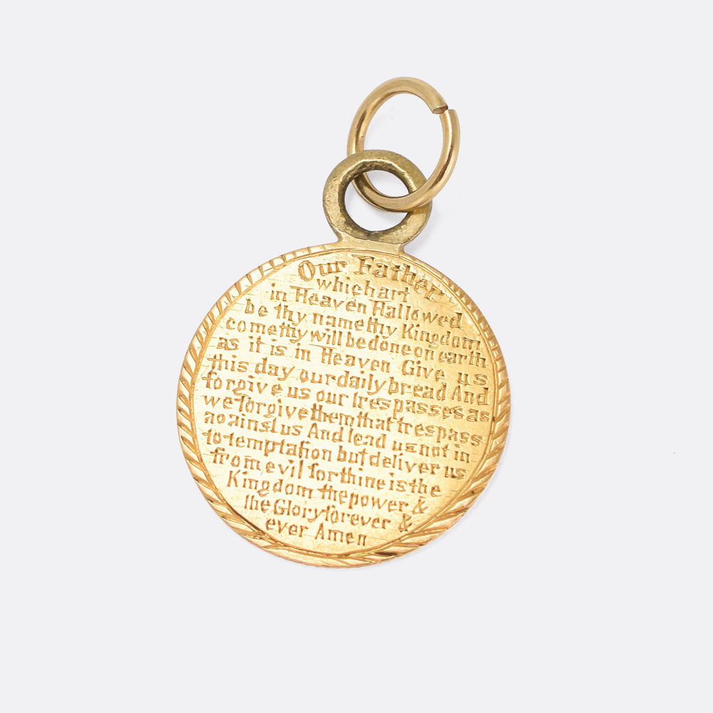 Mid-Victorian Lord's Prayer Gold Liberty Dollar Pendant