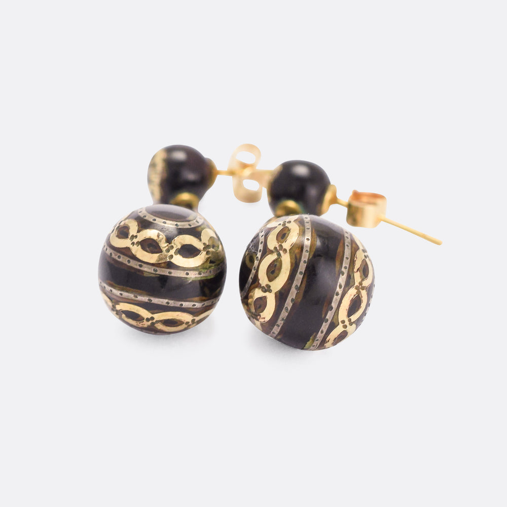 Mid-Victorian Pique Drop Earrings