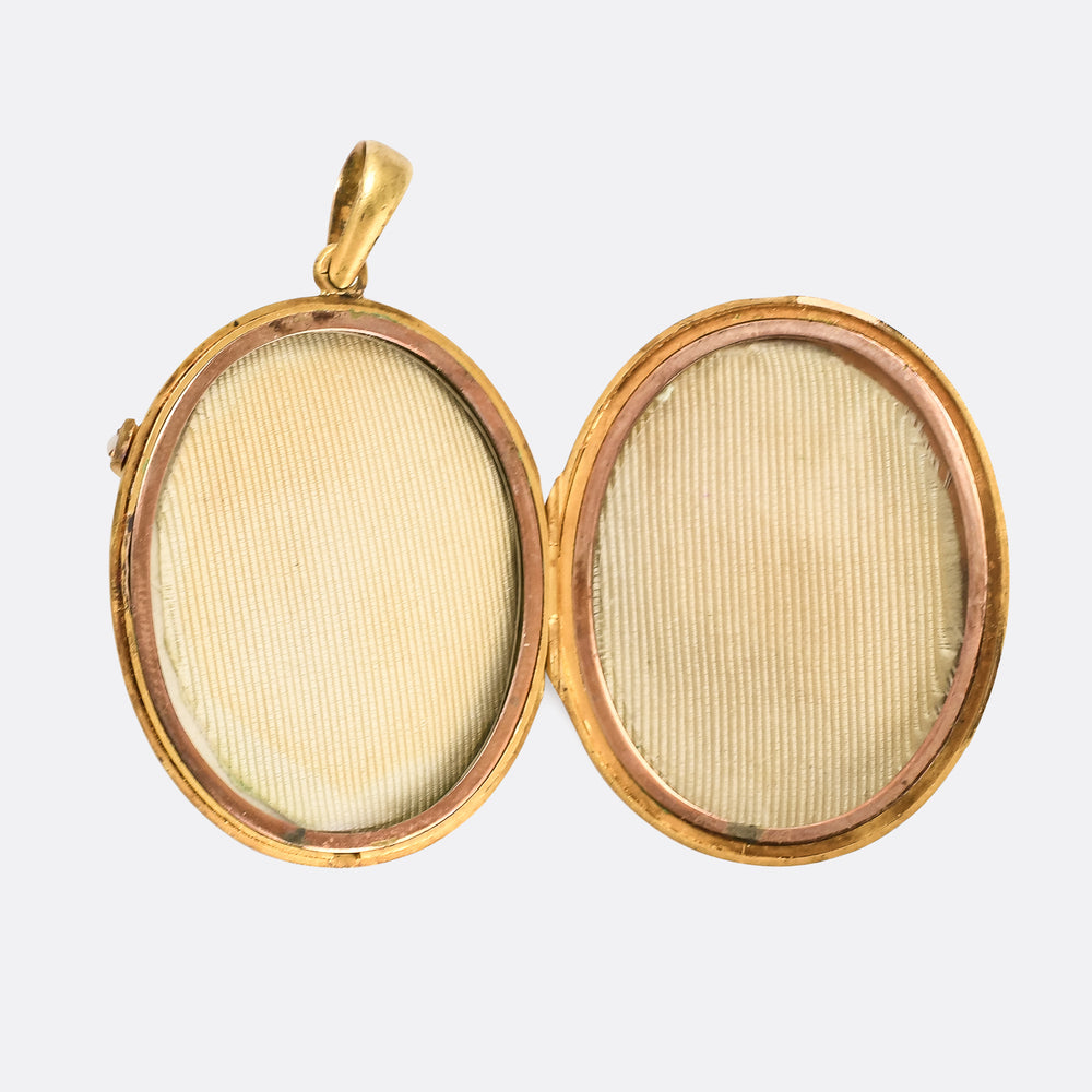 Mid Victorian Diamond, Emerald & Pearl Laurel Locket