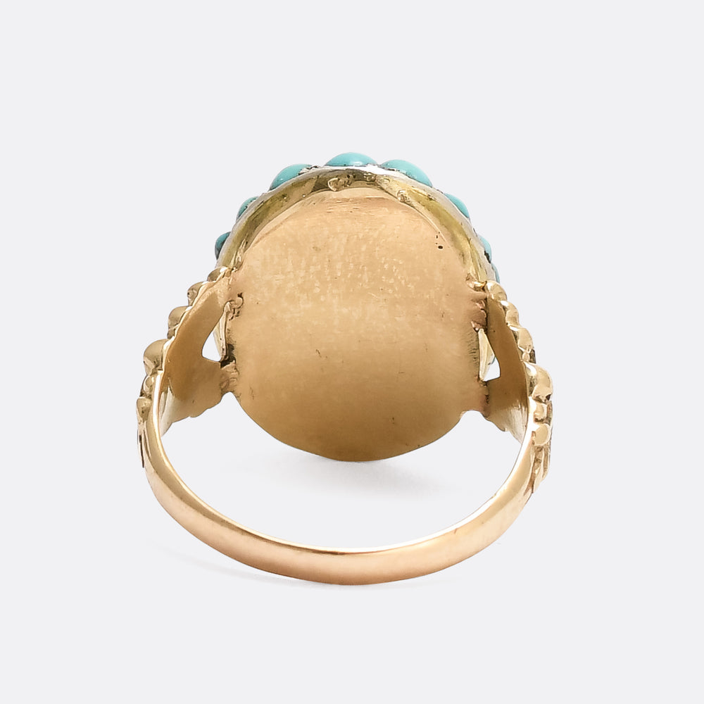 Mid Victorian Pavé Turquoise & Diamond Dome Ring