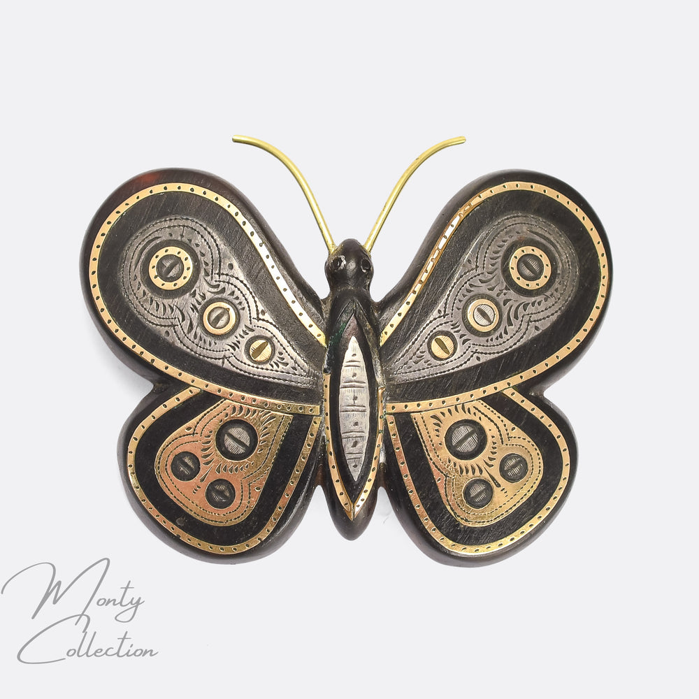 Mid Victorian Pique Butterfly Brooch