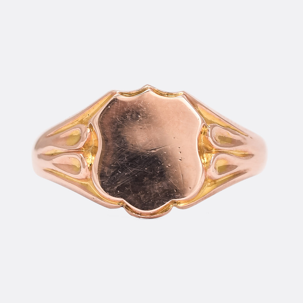 Mid Victorian Rose Gold Shield Signet Ring