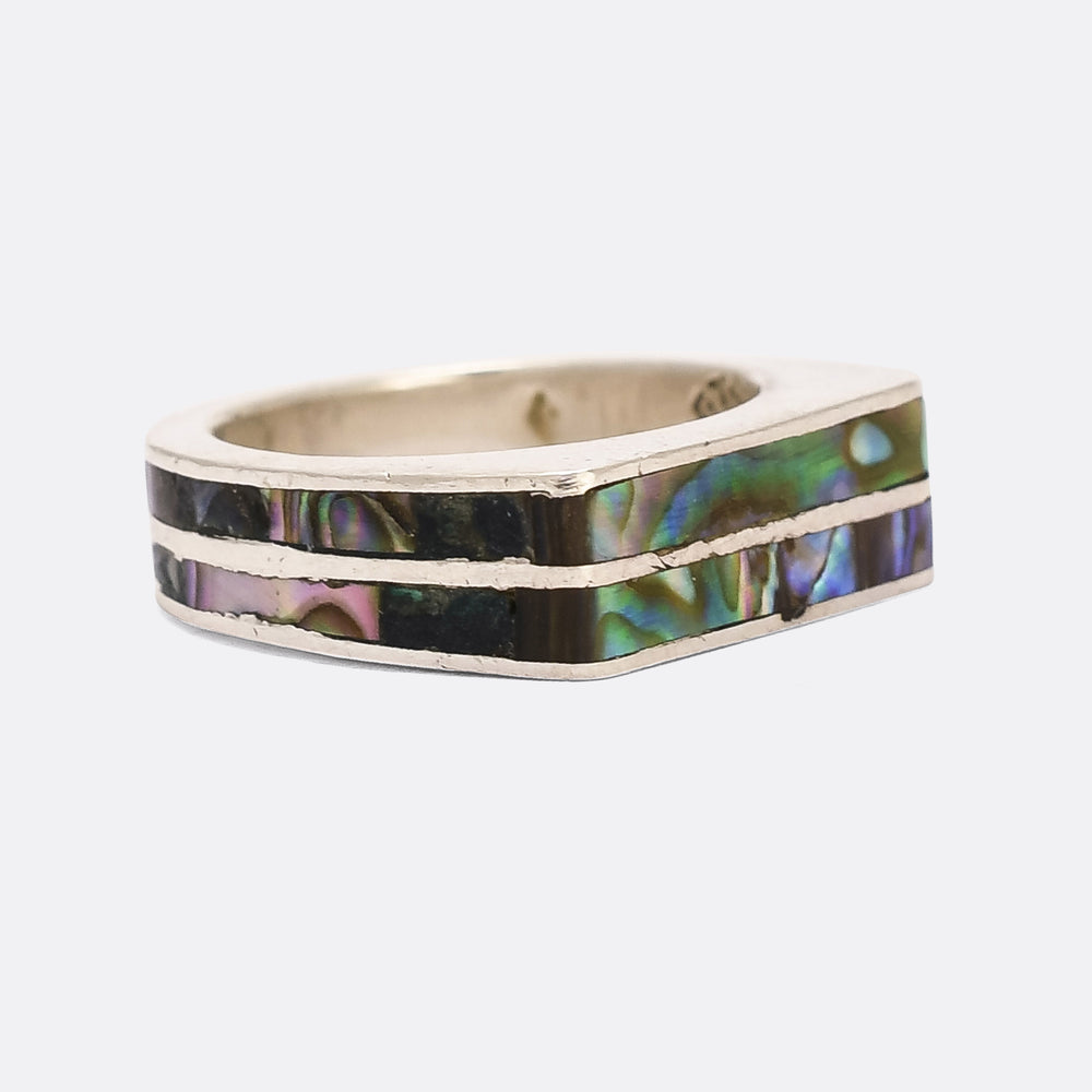Modernist Abalone Inlay Ring