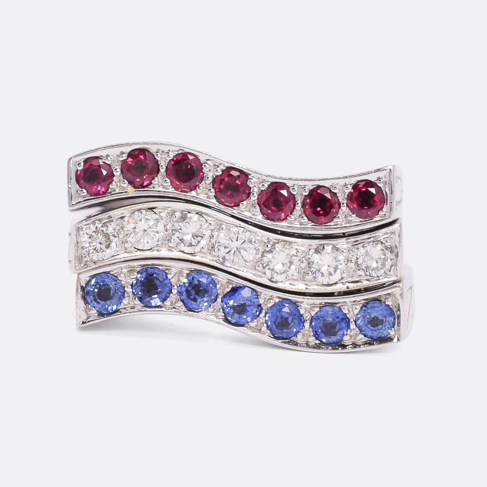 Stephen Webster NY UK Red White & Blue Stacking Rings