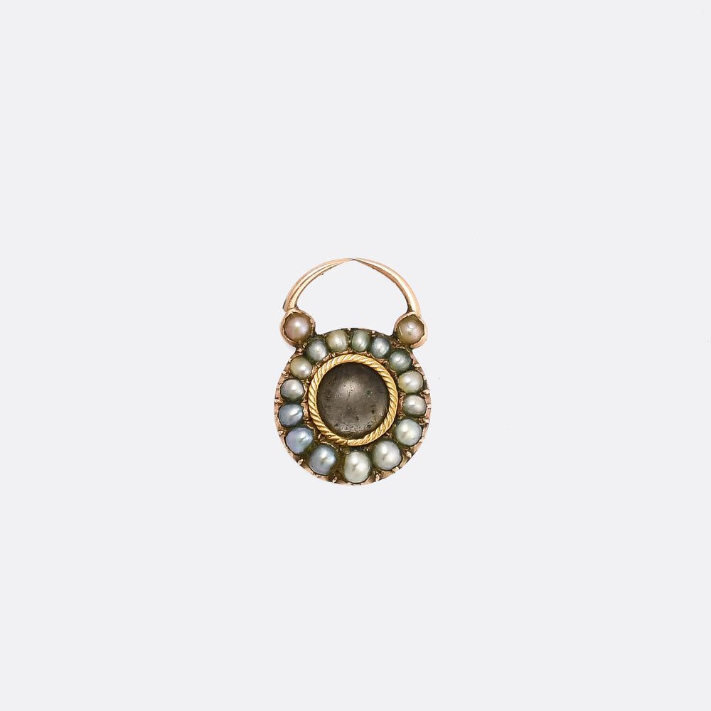 Tiny Georgian Pearl Heart Padlock Locket