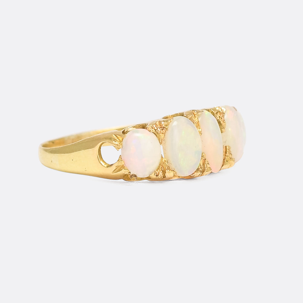Victorian 18k Gold Opal 5-Stone Ring