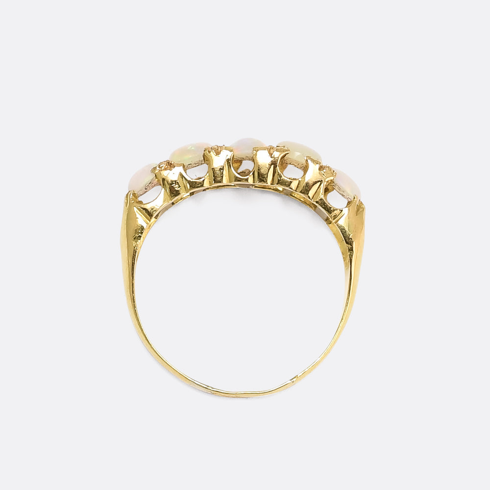 Victorian 18k Gold Opal 5-Stone Ring