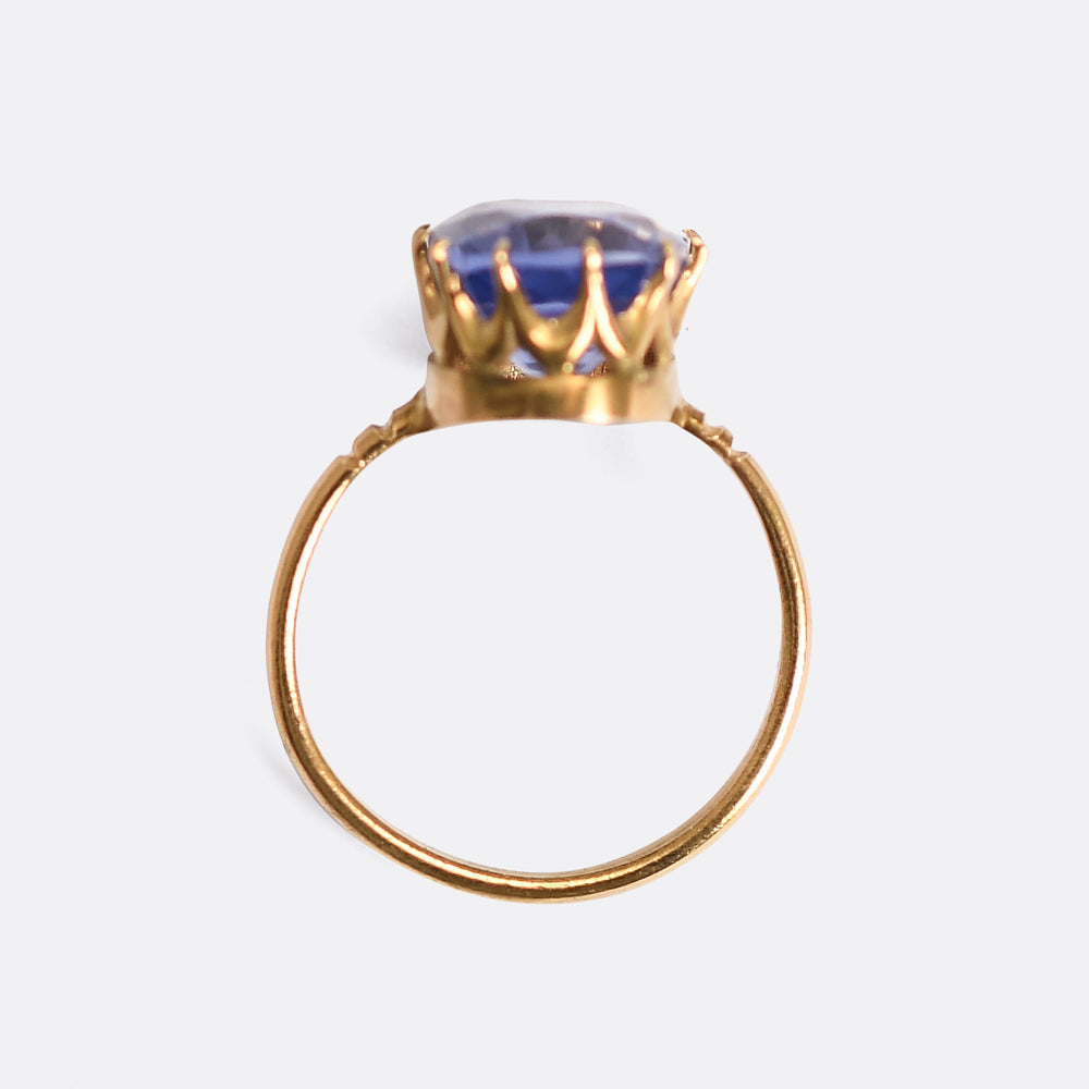 Victorian 3.5ct Ceylon Sapphire Solitaire Ring