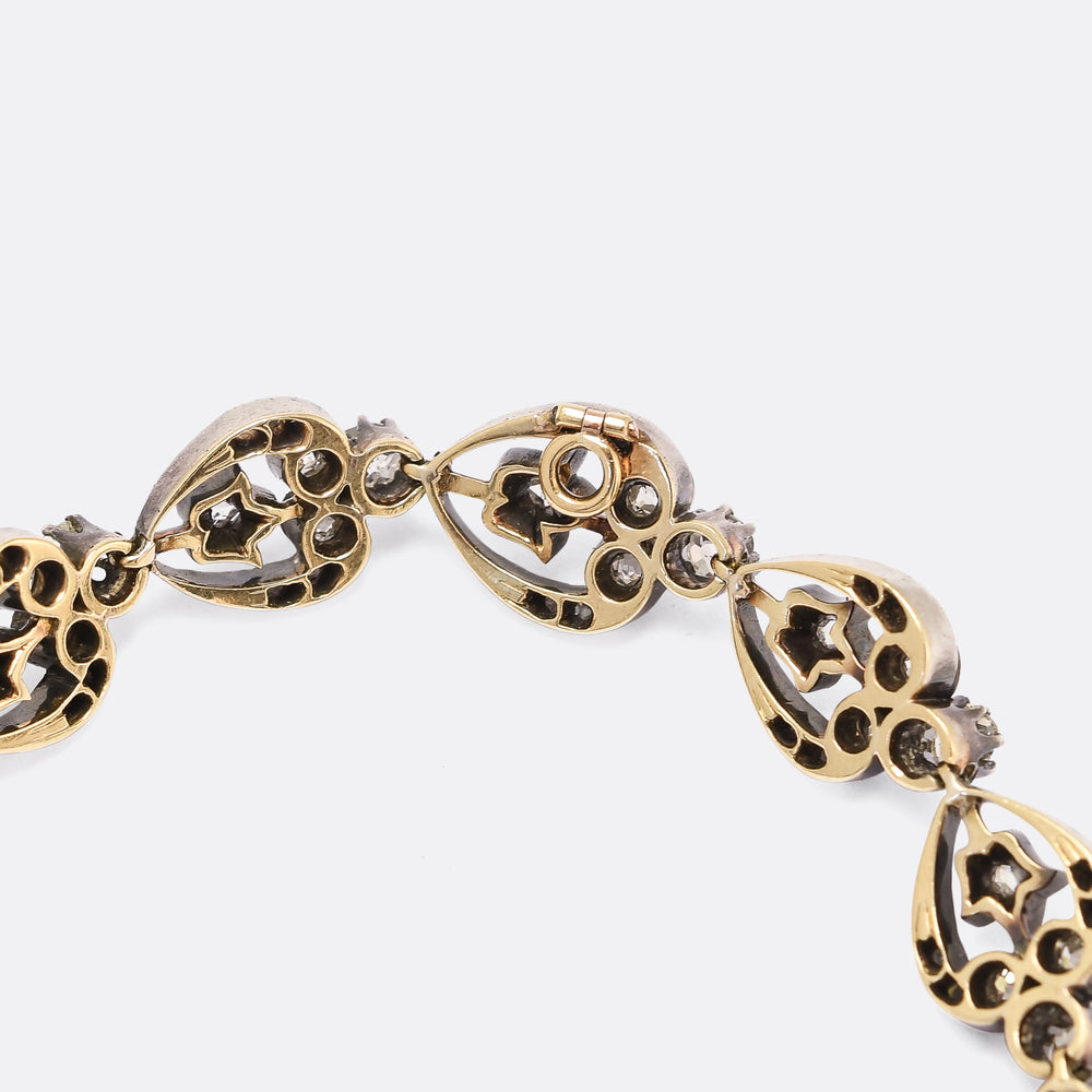 Victorian 6.0ct Diamond Heart Necklace & Bracelet Set