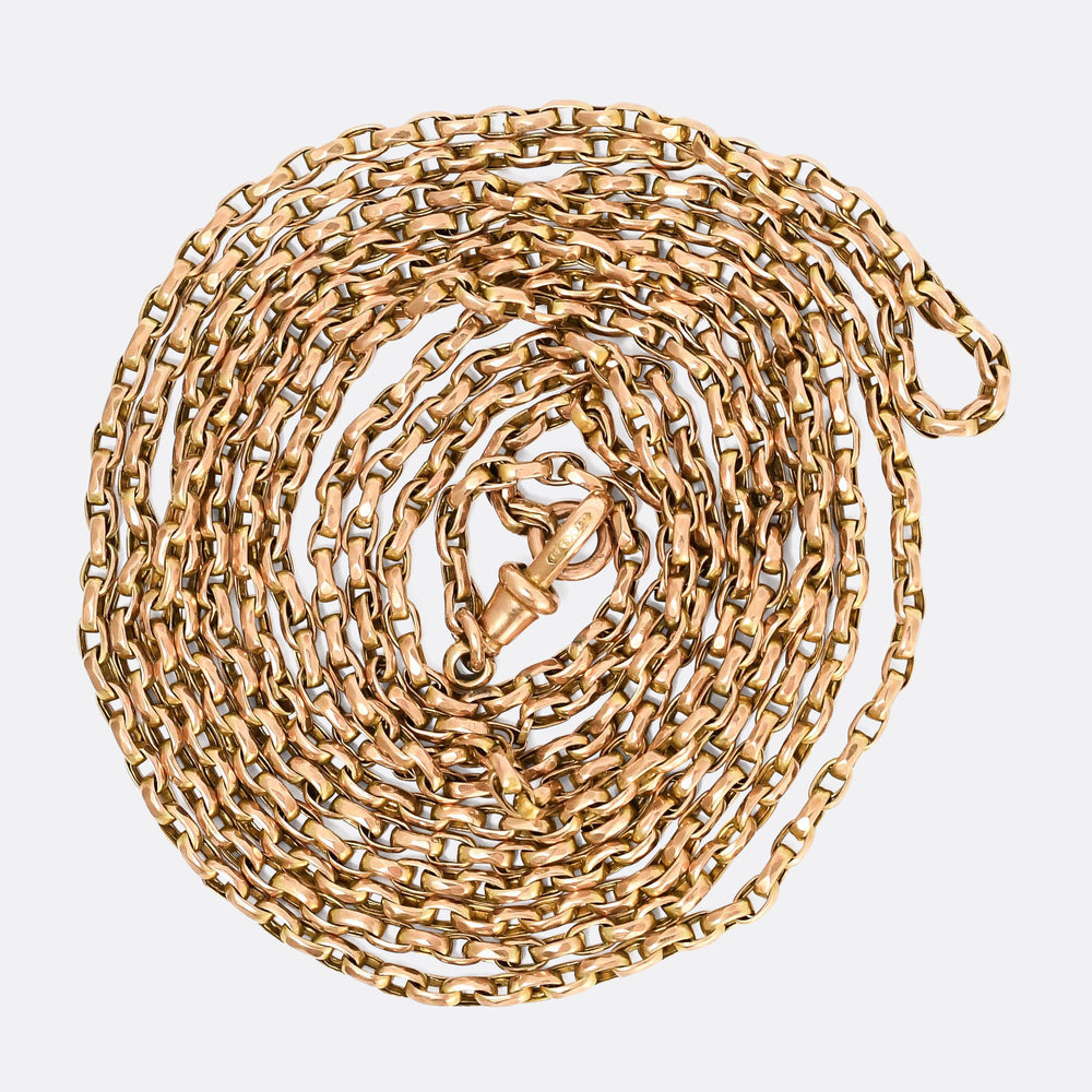 Victorian 9k Gold Guard Chain Necklace, 58