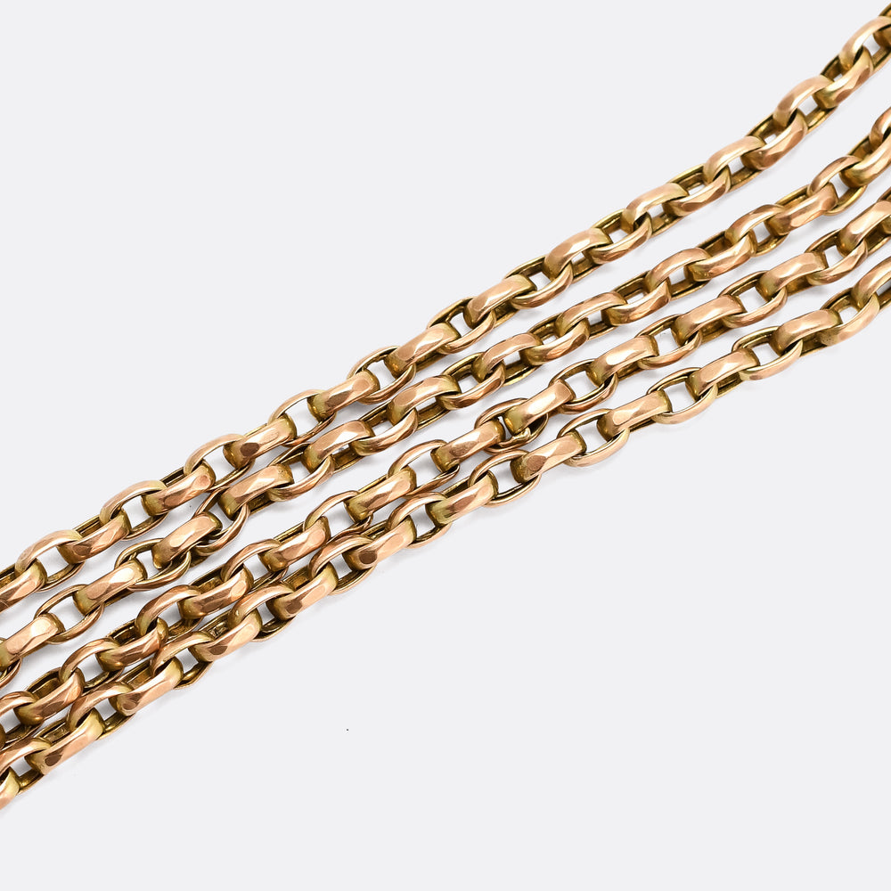 Victorian 9k Gold Guard Chain Necklace, 58