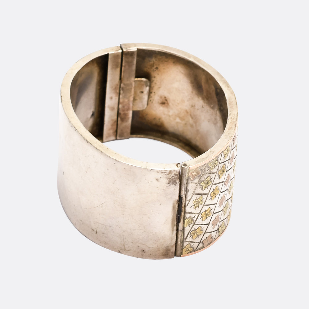 Victorian Aesthetic Movement Silver Cuff Bangle