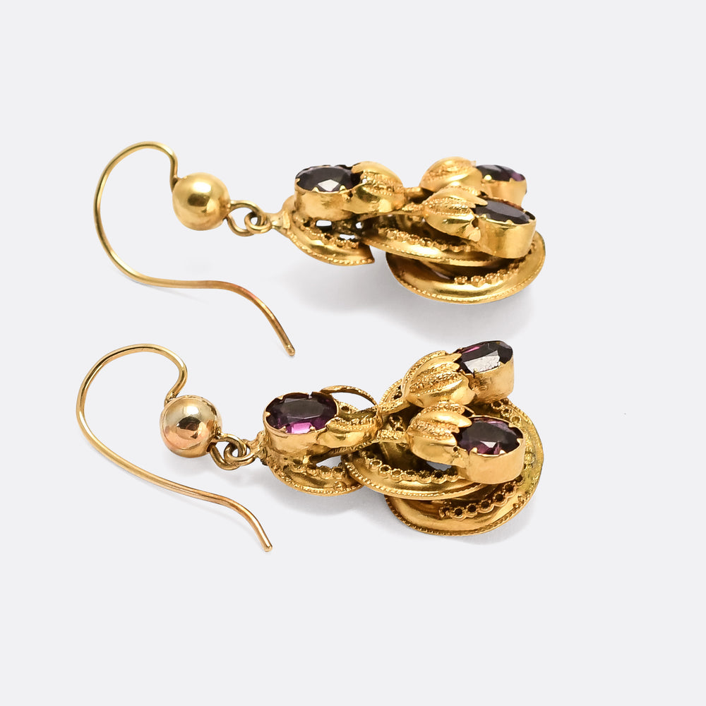 Victorian Almandine Garnet Acorn Earrings