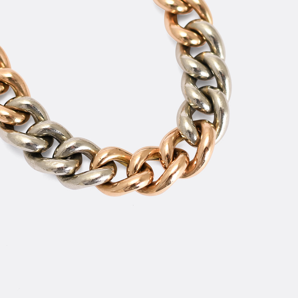 Victorian Bi-Metal 15k Gold & Platinum Curb-Link Bracelet