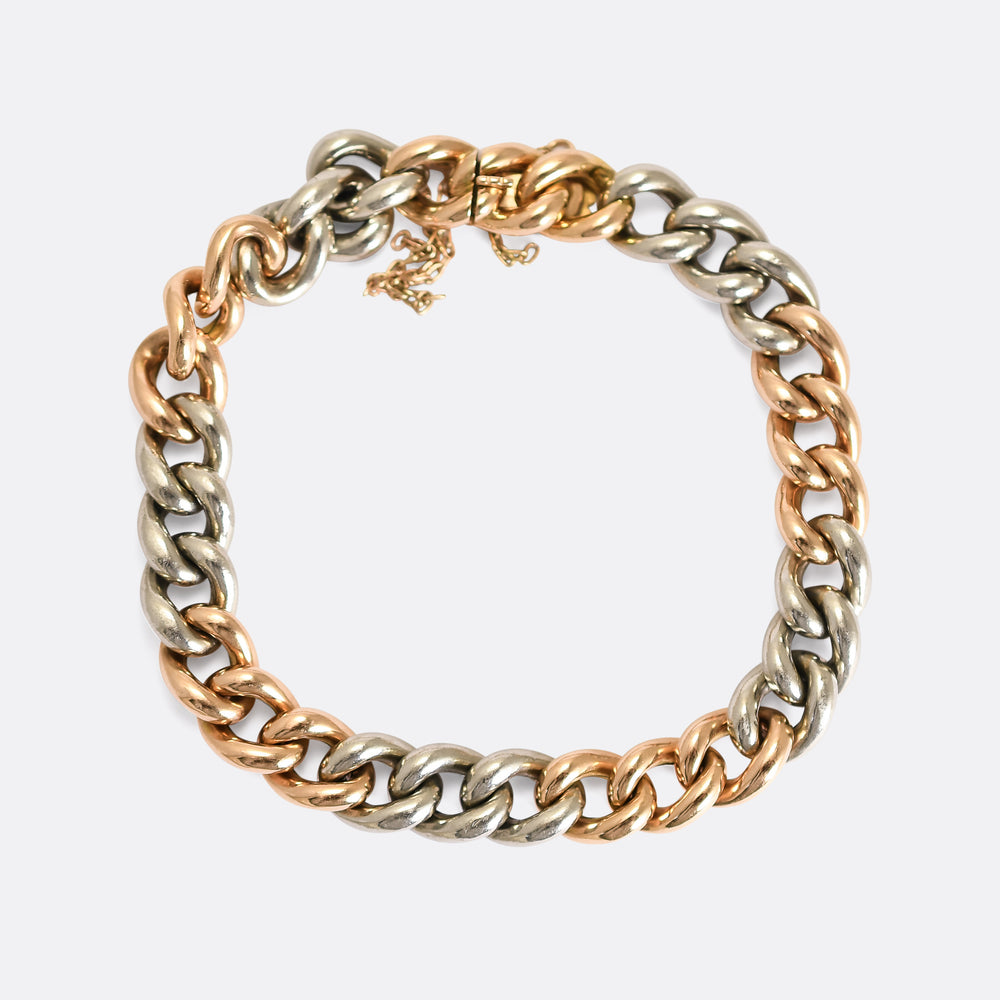 Victorian Bi-Metal 15k Gold & Platinum Curb-Link Bracelet