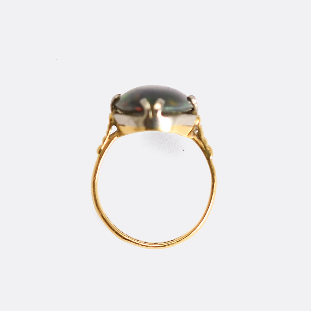 Victorian Black Opal Solitaire Ring