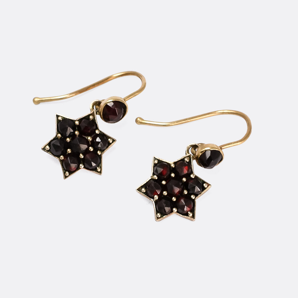 Victorian Bohemian Garnet Star Earrings