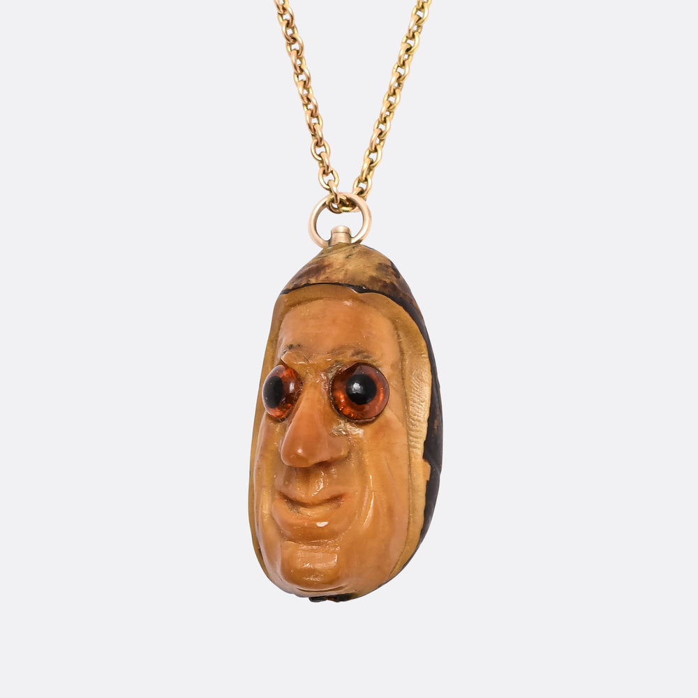 Victorian Carved Nut Pendant