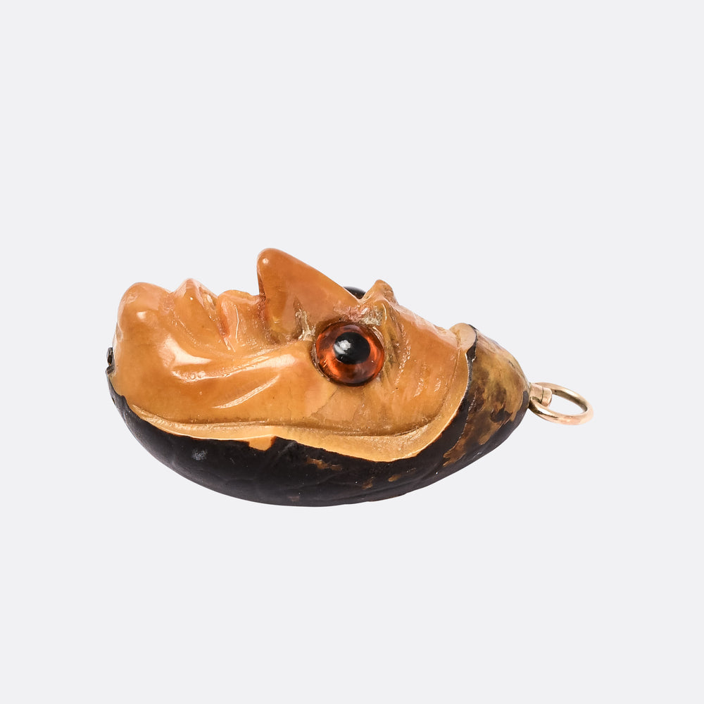Victorian Carved Nut Pendant