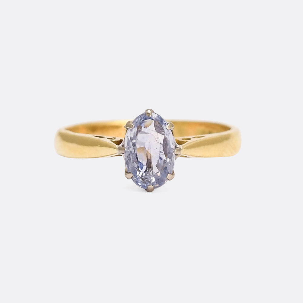Victorian Ceylon Sapphire Solitaire Engagement Ring