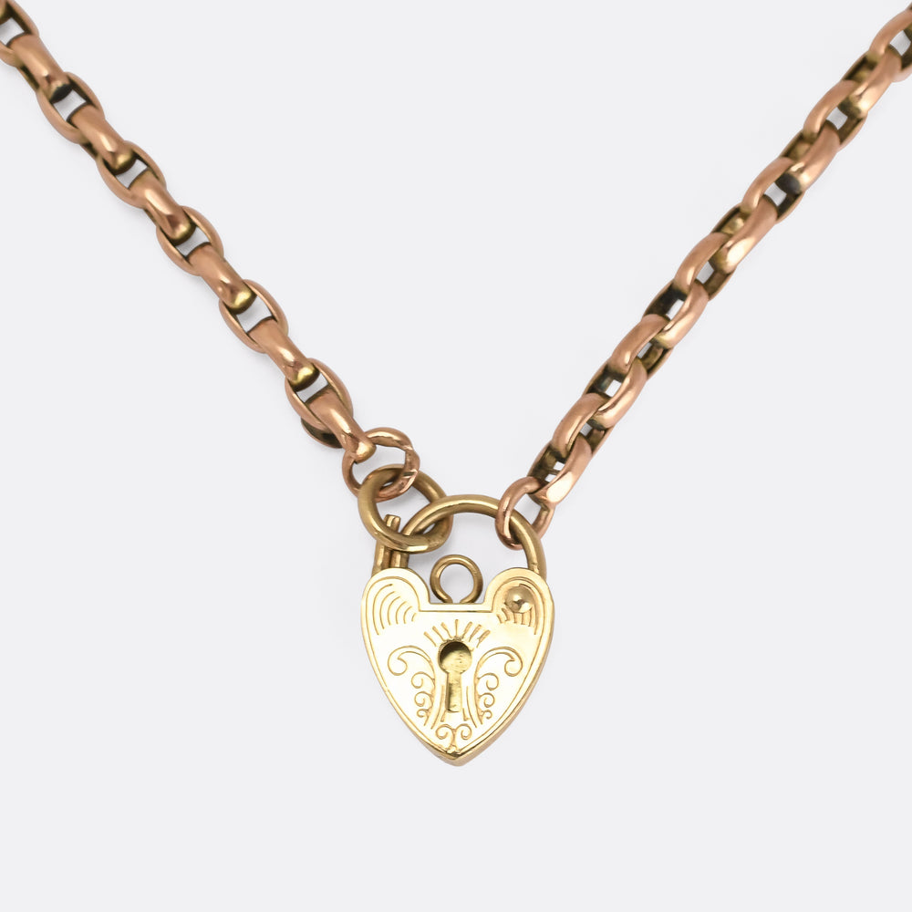 Victorian Chain Necklace with Heart Padlock